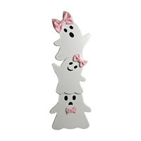 Halloween Stacked Ghosts with Pink Bows