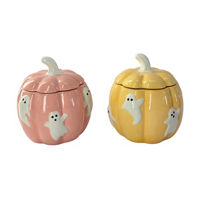 Halloween Pumpkin Shaped Storage Canister, 2 Assorted Colors