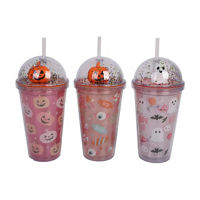 Halloween Double Wall Tumbler, 16 fl oz, 3 Assorted Designs