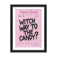 Halloween Pink "Witch Way to the Candy?" Guest Check Wall Art, 12x16 in