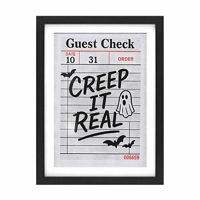 Halloween Gray "Creep It Real" Guest Check Wall Art, 12x16 in