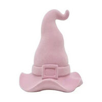 Halloween Flocked Pink Witch Hat