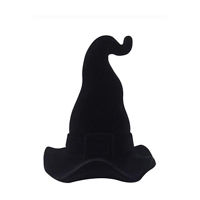 Halloween Flocked Black Witch Hat