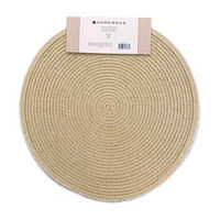 Home Wear Natural Colored Round Rope Twist Placemats, 15 in, 6 pk
