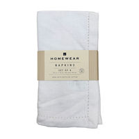 Home Wear White Cotton Napkins, 18 in x 18 in, 6 pk