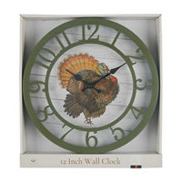 Holly Williams Fall Round Turkey Wall Clock, 12 in
