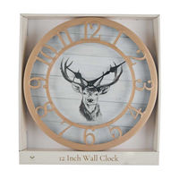 Holly Williams Fall Round Deer Wall Clock Décor, 12 in