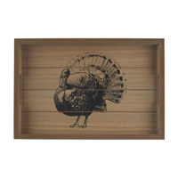 Holly Williams Fall Rectangular Turkey Print Wood Tray, 10x15 in