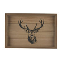 Holly Williams Fall Deer Print Rectangular Wood Tray,