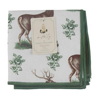 Holly Williams Green Deer Print Dishcloth Set, 12 in x 12 in, 2 pack