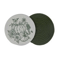 Holly Williams Fall Pumpkin Print Round Trivets, 8 in, 2 ct