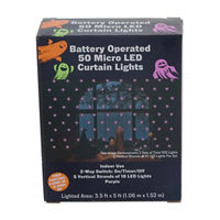 Halloween Battery Operated Multicolor Micro LED Curtain Lights, 3.5x5 f