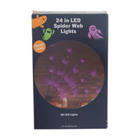Halloween Purple LED Spider Web Lights Décor, 24 in