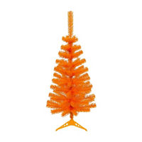 Halloween Artificial Orange Foldable Tree with Stand, 3 ft
