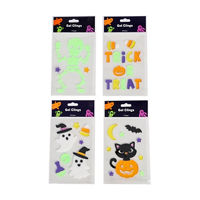 Halloween Multicolor Gel Window Clings, 4 Assorted Styles