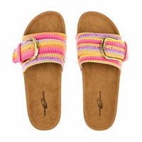 Summer Pink Rainbow Slides, Size 8