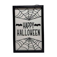 Light-Up Happy Halloween Spiderweb Sign, 12x18 in