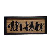 Trick-or-Treating Kids Silhouette Wood Sign, 18x6 in