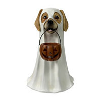 Ghost Dog with Light-Up Jack-O'-Lantern Decor
