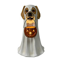 Ghost Dog with Light-Up Jack-O'-Lantern Decor