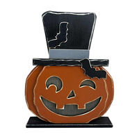 Wooden Jack-O'-Lantern with Top Hat Decor