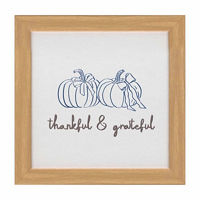 Fall Grateful Canvas Tabletop Art with Wood Grain Frame, 8x8 in