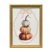 Fall Stacked Pumpkin Glass Art with Gold Frame, 12x16 in