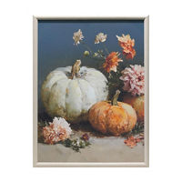 Fall Floral Pumpkin Canvas Art with Wood Grain Frame, 18x24 in