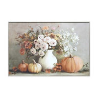 Fall Floral Canvas Art with Wood Grain Frame, 20x30 in