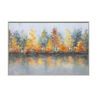 Fall Wintery Tree Canvas Art with Wood Grain Frame, 20x30 in