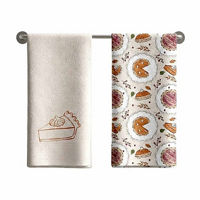Fall Multi-Color Embroidered Pumpkin Pie Kitchen Towels, 2 pk