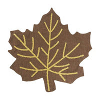 Brown and Golden Leaf-Shaped Polyester Placemat, 15 in