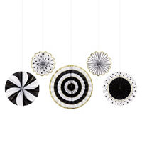Black, White & Gold Decorative Paper Fans, 5