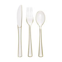 Premier Stylz White & Gold Plastic Cutlery, 18 ct
