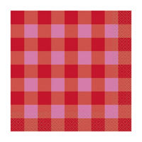 Red & Pink Checkered Lunch Napkin, 16 ct
