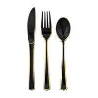 Premier Stylz Black/Gold Plastic Cutlery, 18 ct