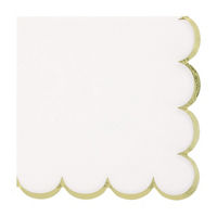 White/Gold Scalloped Lunch Napkins, 16 ct