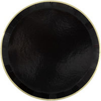 Black with Gold Trim Round Paper Plates, 9 in, 8 ct