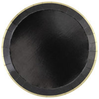 Black with Gold Trim Round Paper Plates, 7 in, 8 ct