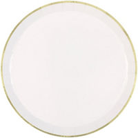 White with Gold Trim Round Paper Plates, 9