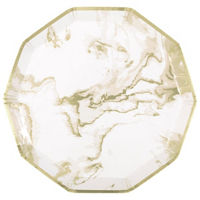 Gold Marble Hexagon Shaped Paper Plates, 9 in,