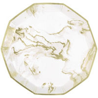 Gold Marble Hexagon Shaped Paper Plates, 7 in, 8 ct