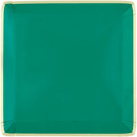 Green with Gold Trim Square Paper Plates, 7