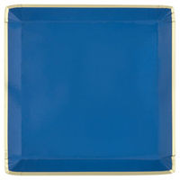 Blue with Gold Trim Square Paper Plates, 7