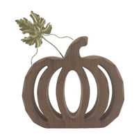 Fall Harvest Dark Brown Wooden Pumpkin Cutout, Small