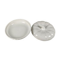 White Ceramic Pumpkin Shape Pie Holder With Lid