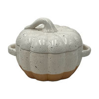 Fall Harvest White Pumpkin-Shaped Ceramic Cookie Jar
