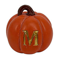 Harvest Orange Resin M Monogram Pumpkin, 3 in