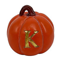 Fall Orange Resin K Monogram Pumpkin, 3 in