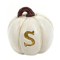 Harvest "S" White Pumpkin-Shaped Resin Mono Decoration, 2.75x2.75x2.75 in